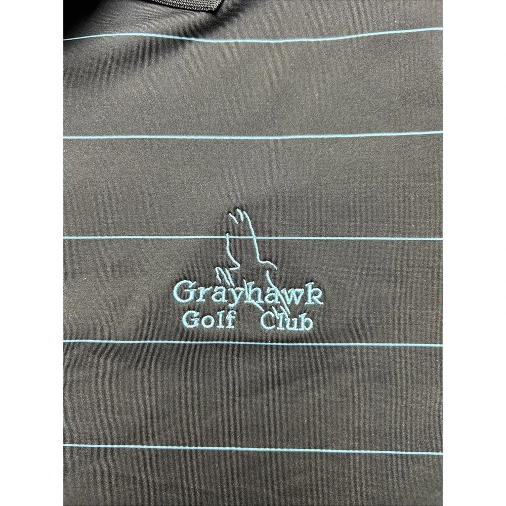 Cutter Buck Black Striped Polo Shirt Grayhawk Golf Club Logo Size XXL‎